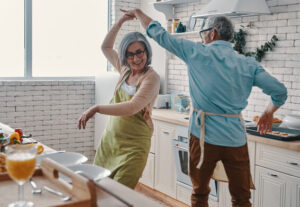 playful senior couple